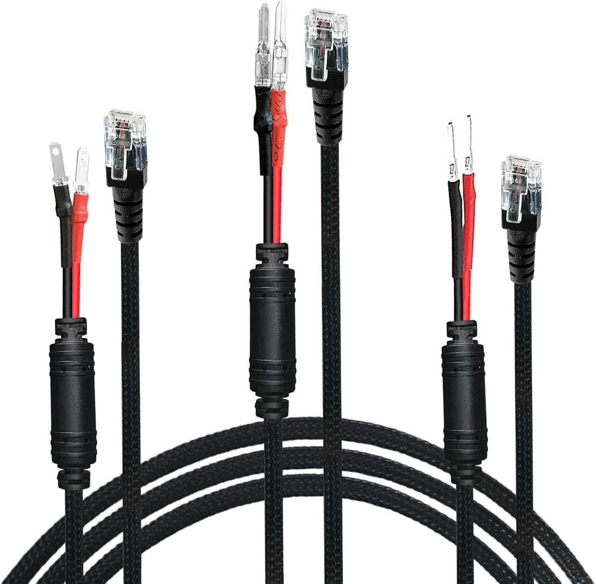 Hardwire power cord plug tap with inline fuse holder, multiple connector ends