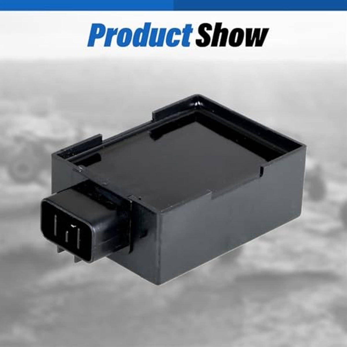Black CDI ignition control module with open side connector and mounting tabs