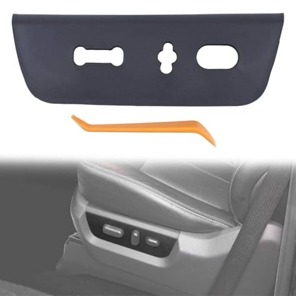 Black front driver seat power switch bezel panel with three openings
