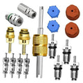 AC valve core conversion kit with adapters, valve cores, and service caps