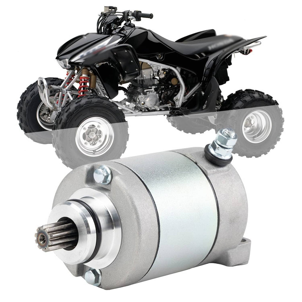 Starter motor shown with black ATV front section and engine