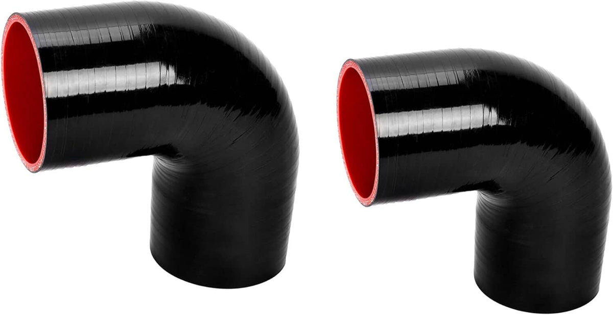 Black silicone intercooler piping with red inner lining, two curved sections