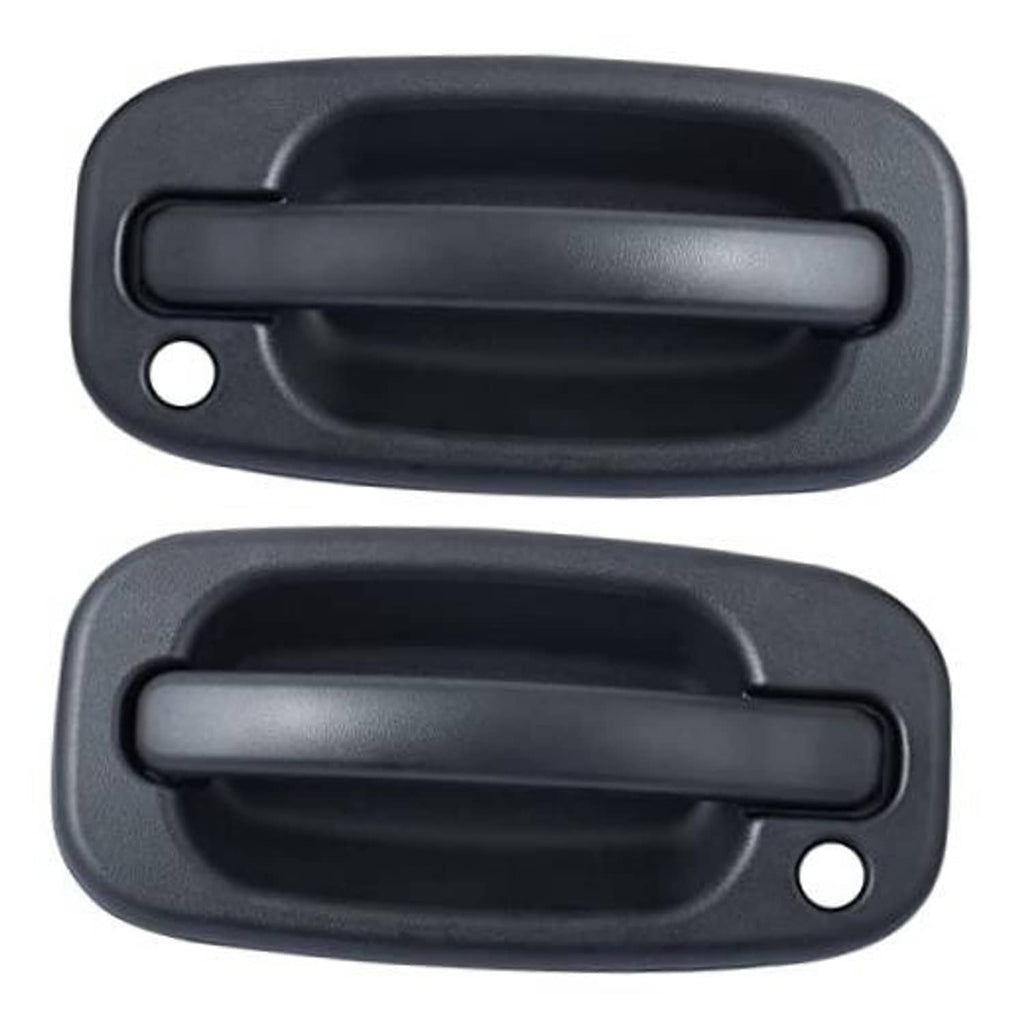Textured black exterior door handle set with keyhole, two pieces, front and back