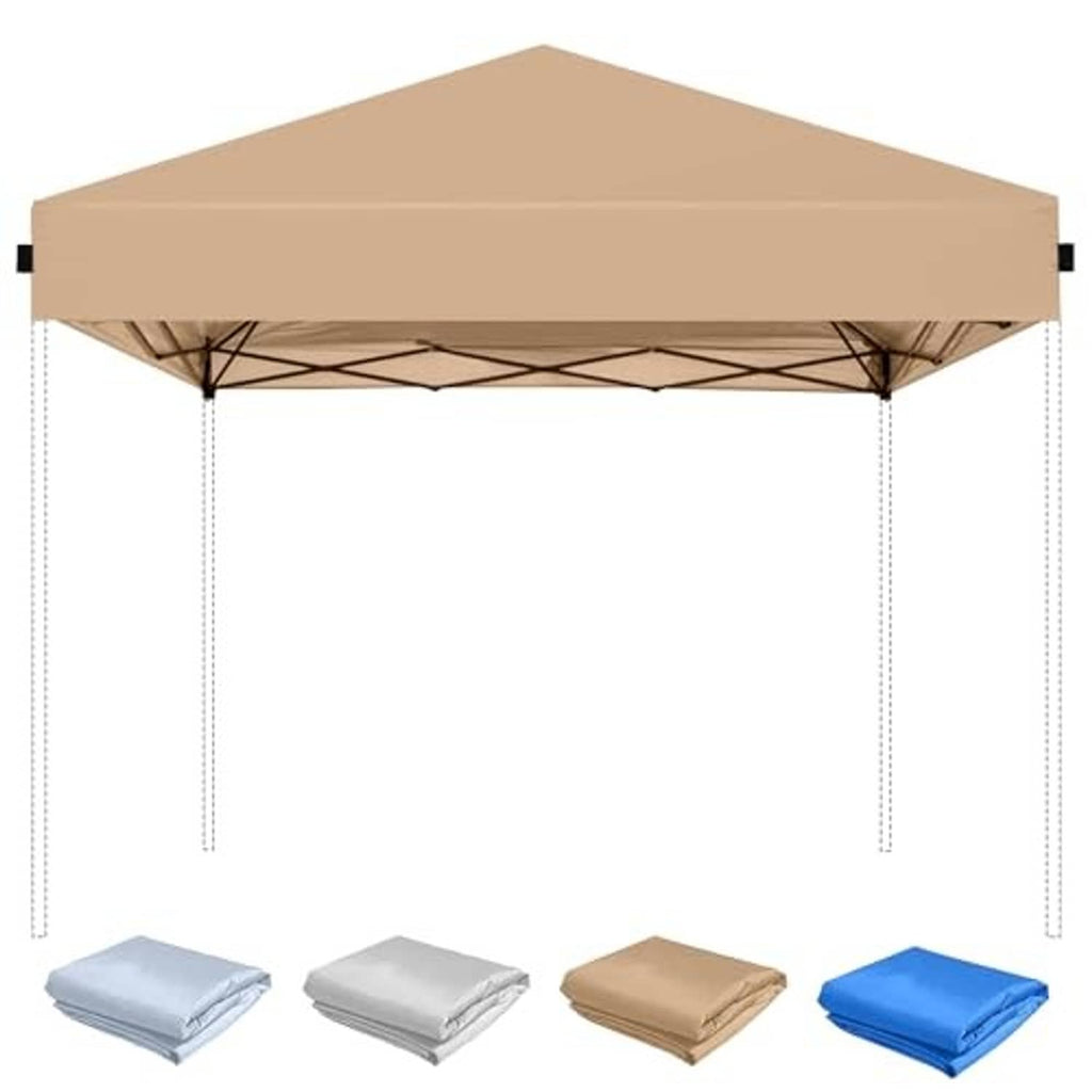 Khaki pop-up canopy top replacement cover with adjustable corner ties