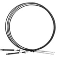 Throttle and shift remote control cable set with black wire and silver end rods
