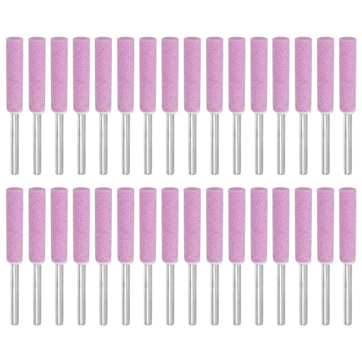 PATIKIL 32 diamond chainsaw sharpener bits with pink abrasive cylinders and metal shanks