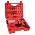 Brake bleeder vacuum pump kit in red case with adapters, hoses, and hand pump