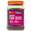 Organic chia seeds jar with orange lid and Better Body Foods label