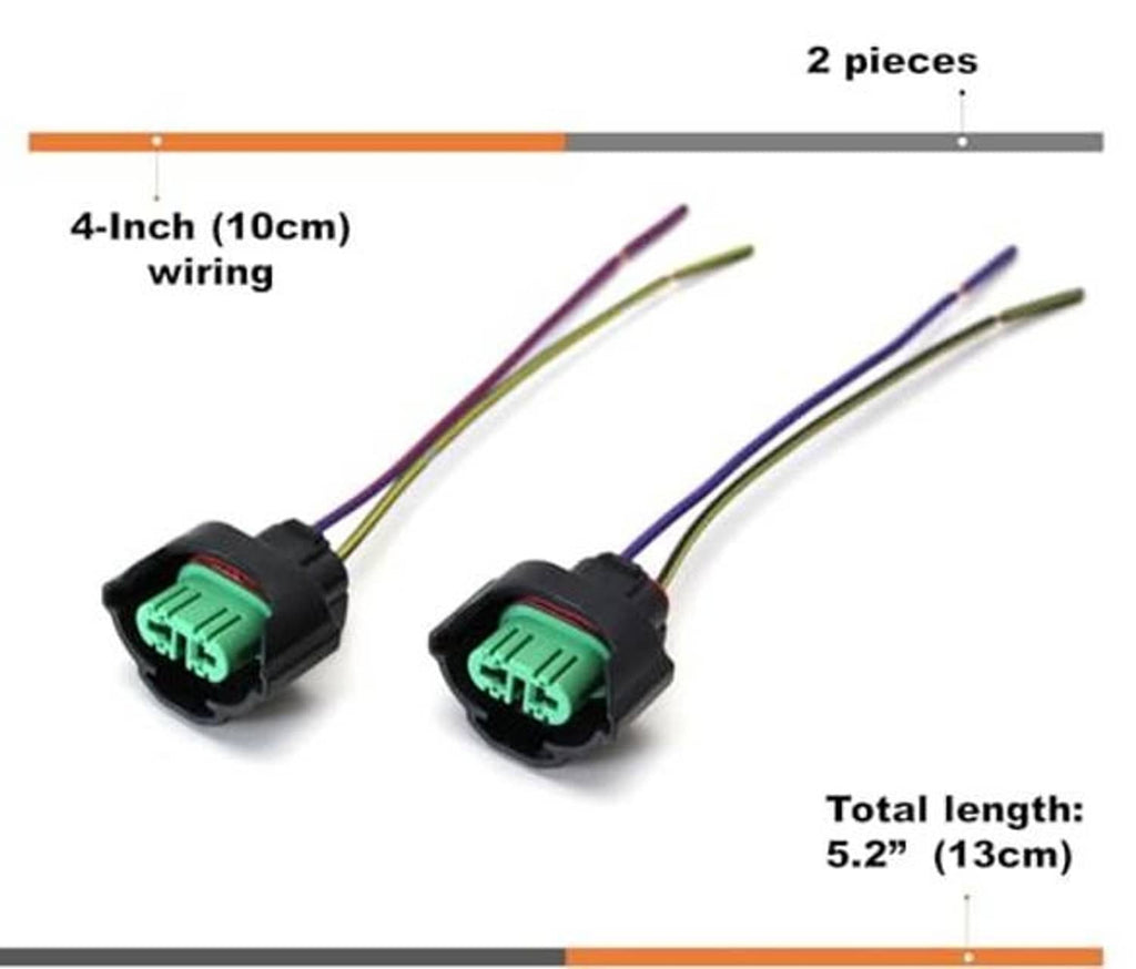 H11/H8 female adapter set (2 pieces) with 4-inch wiring pigtails, 5.2 in total length