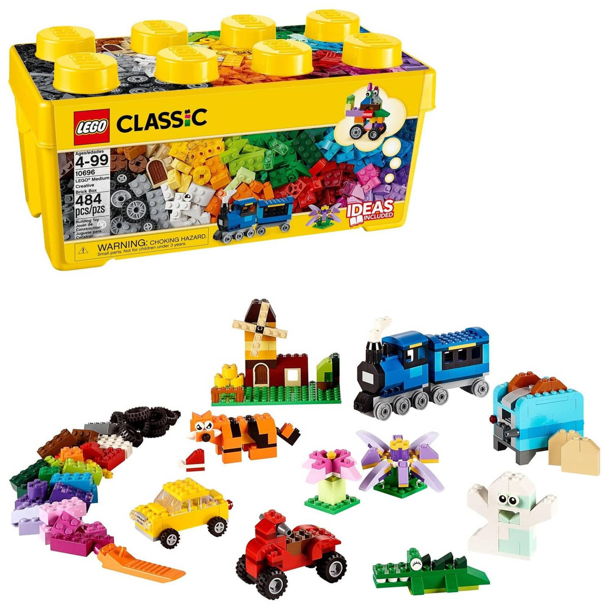 LEGO Classic medium brick box with multicolor bricks and built models
