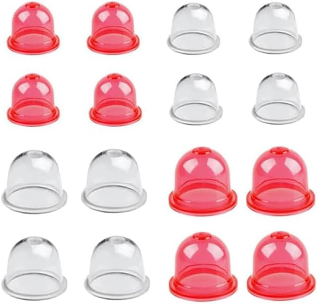 Red and clear primer bulb set, translucent domes with rim bases
