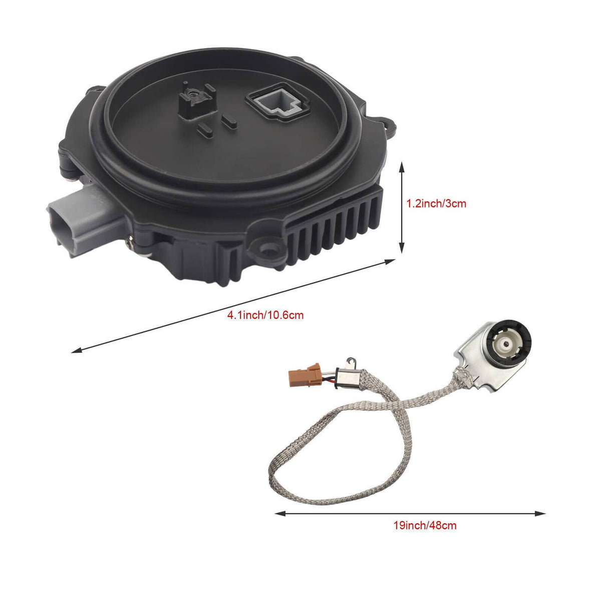 HID ballast igniter module with wiring harness and D2S bulb holder with socket