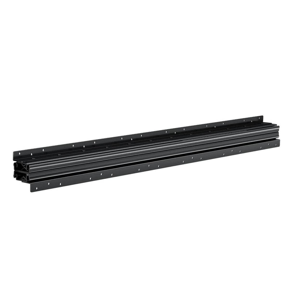 Undermount drawer slide kit, black metal rails with hole rows and nested track sections