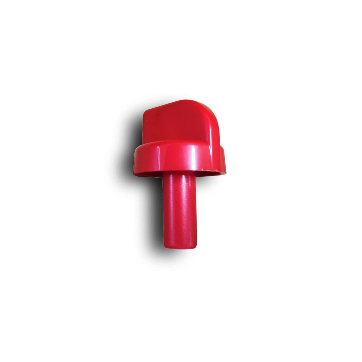 Red plastic control valve knob with domed cap and tapered stem