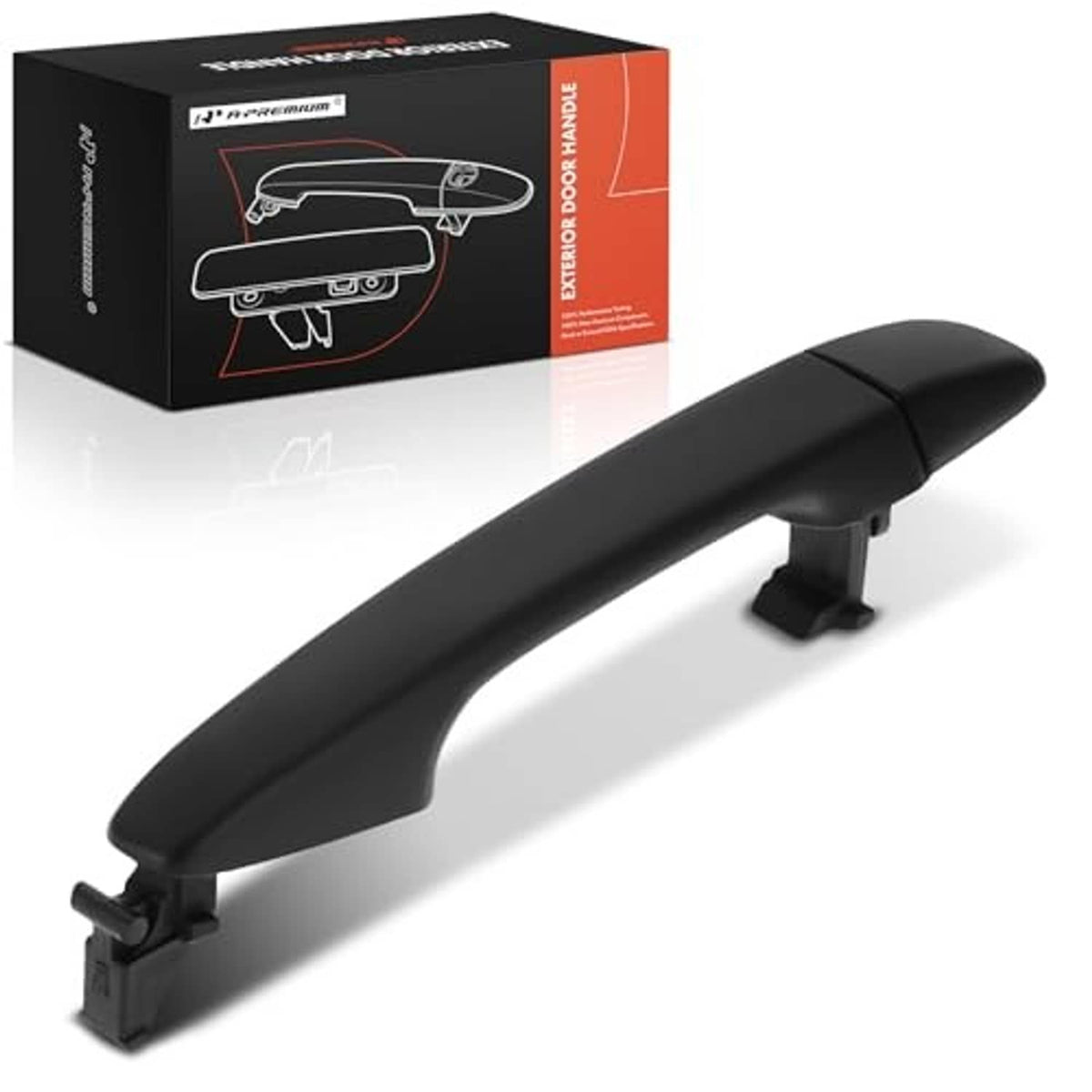 Front right exterior door handle with curved textured black design, ABS plastic