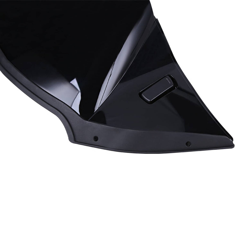 Black air duct fairing cover with rectangular latch opening and contoured edge