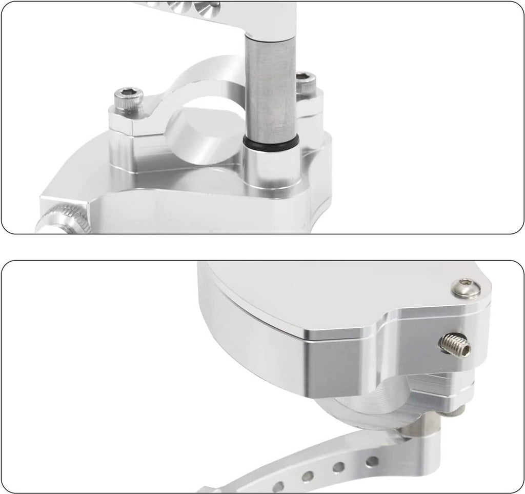 Billet thumb throttle assembly close-up of silver housing, pivot area, and fasteners