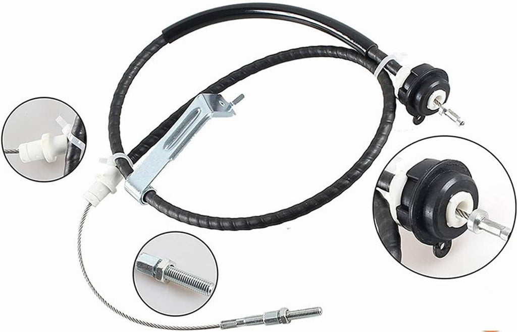 Adjustable clutch cable replacement kit with black housing and metal bracket