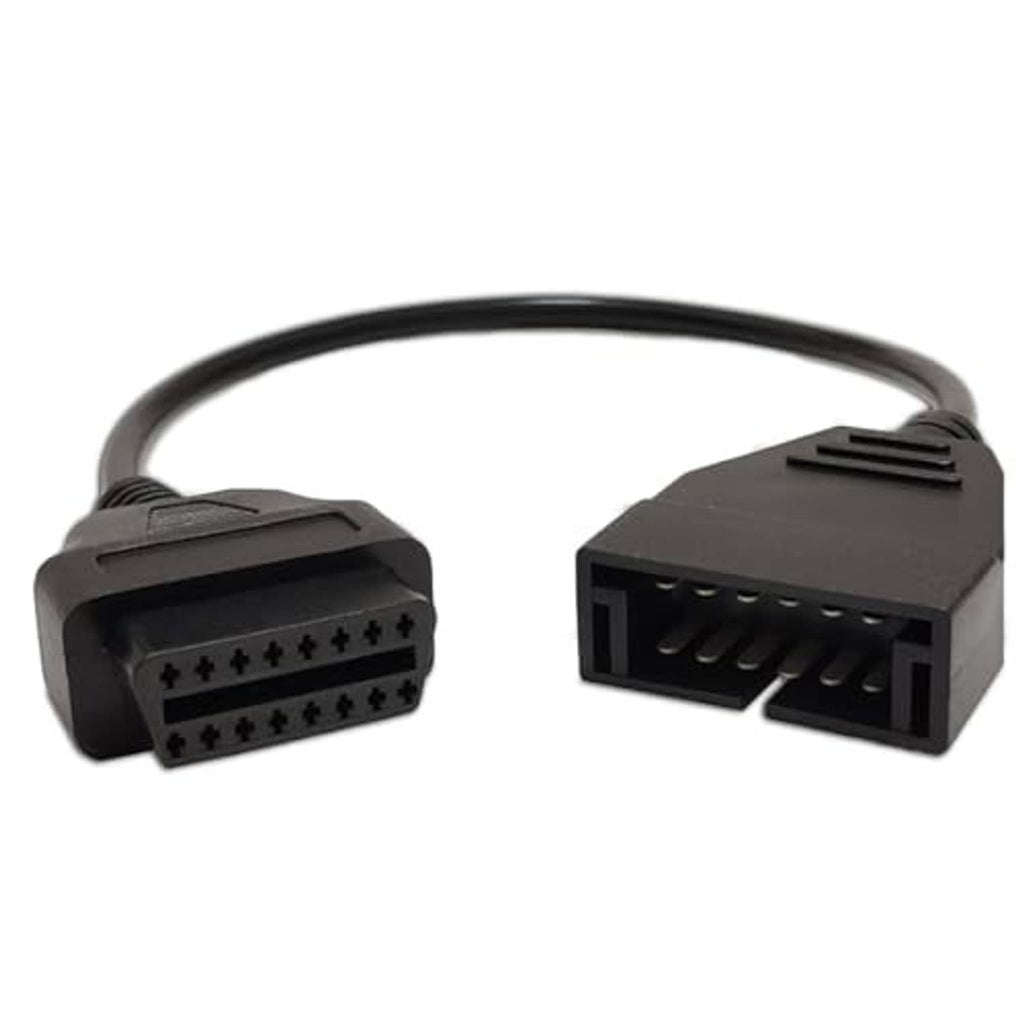 OBD1 to OBD2 adapter cable, 12-pin and 16-pin plugs on black cord