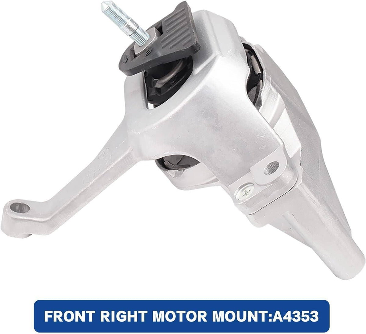 Front right motor mount with black rubber bushing and silver arm bracket