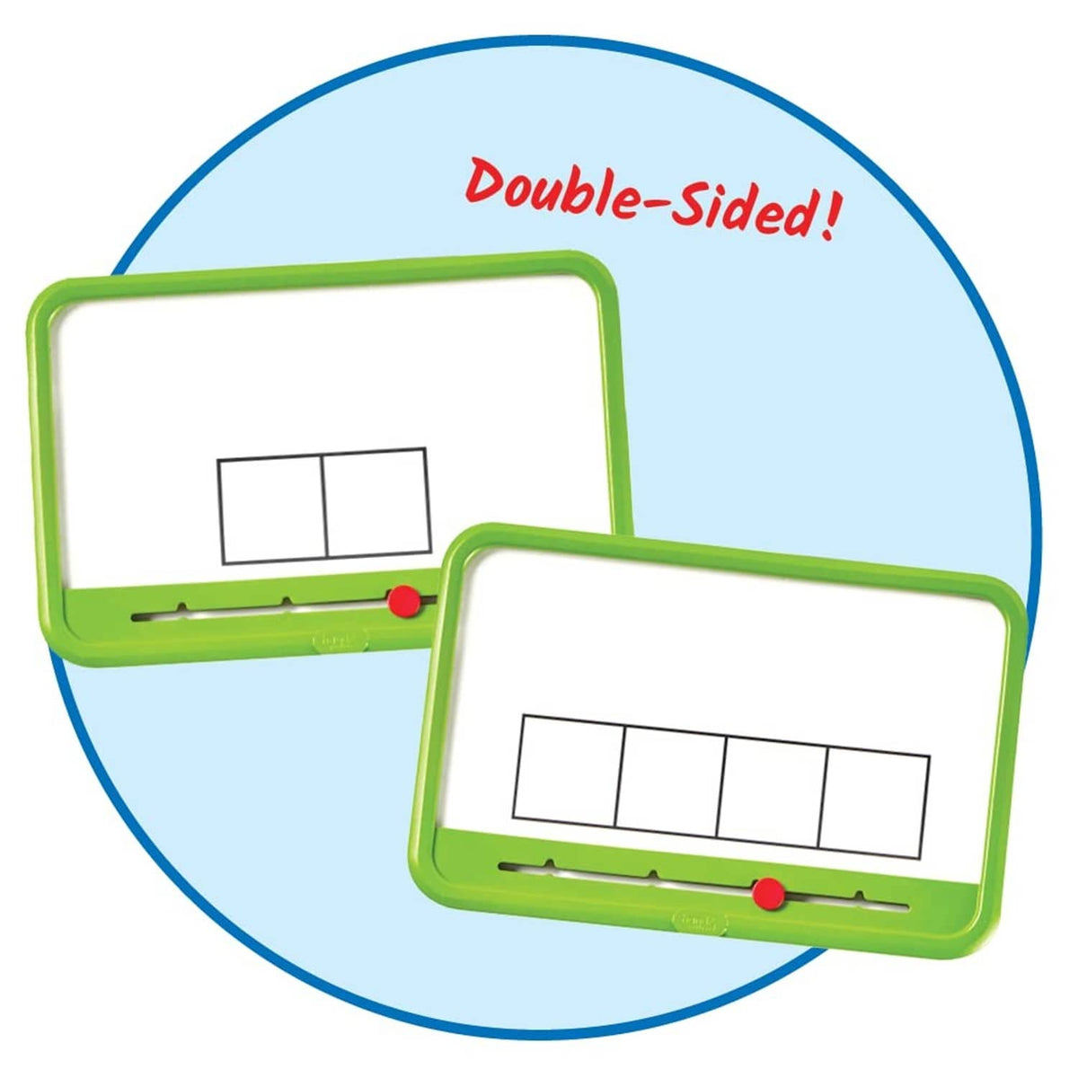 Double-sided Elkonin magnetic dry-erase boards with green frame and segment boxes