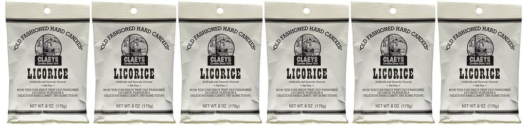 Claeys Licorice old fashioned hard candy multipack pouches, front view
