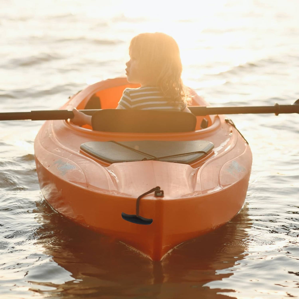 Black kayak carry handles on a sit-on-top kayak
