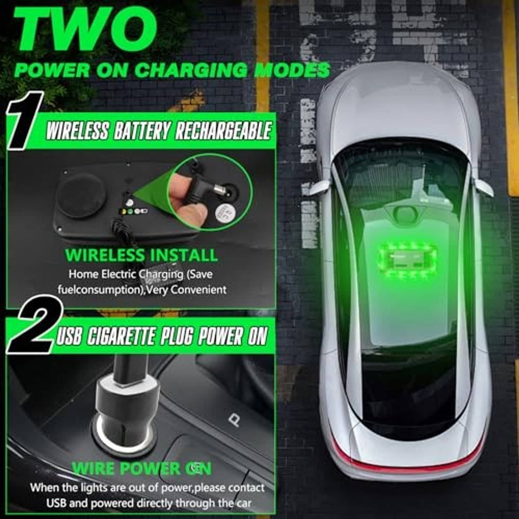 Green roof strobe light with wireless rechargeable battery for roof mounting