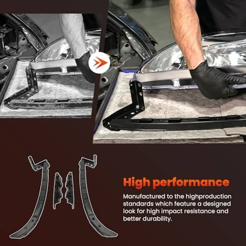 Black bumper bracket retainer kit with mounting bars and clips during installation