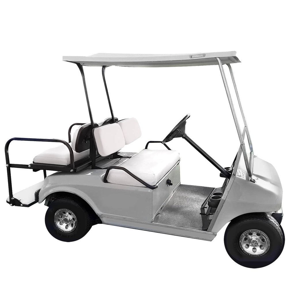 White golf cart seat back cushion installed on the front seat