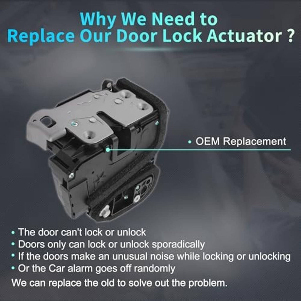 Door lock actuator replacement part with black and silver mechanism and foam backing