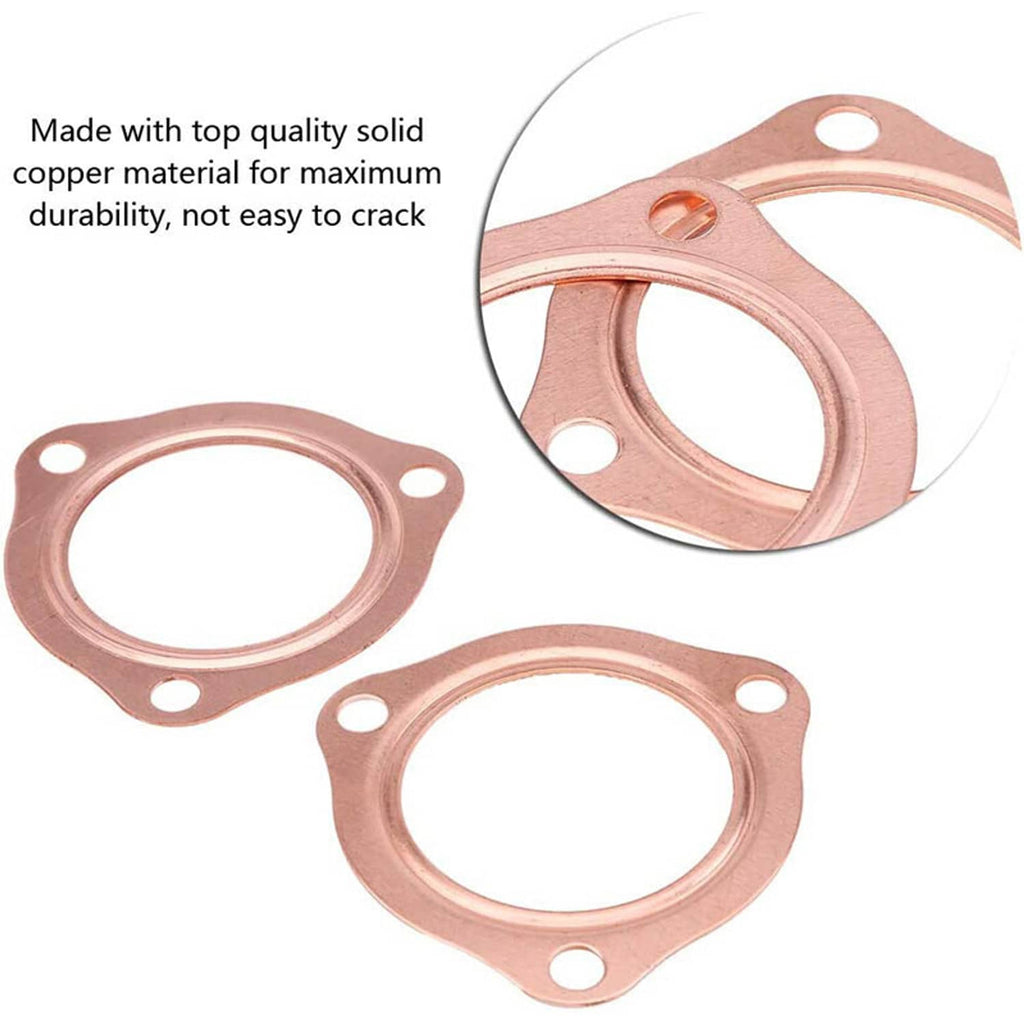 Copper exhaust gasket flange set, 3-hole, with machined seal ring