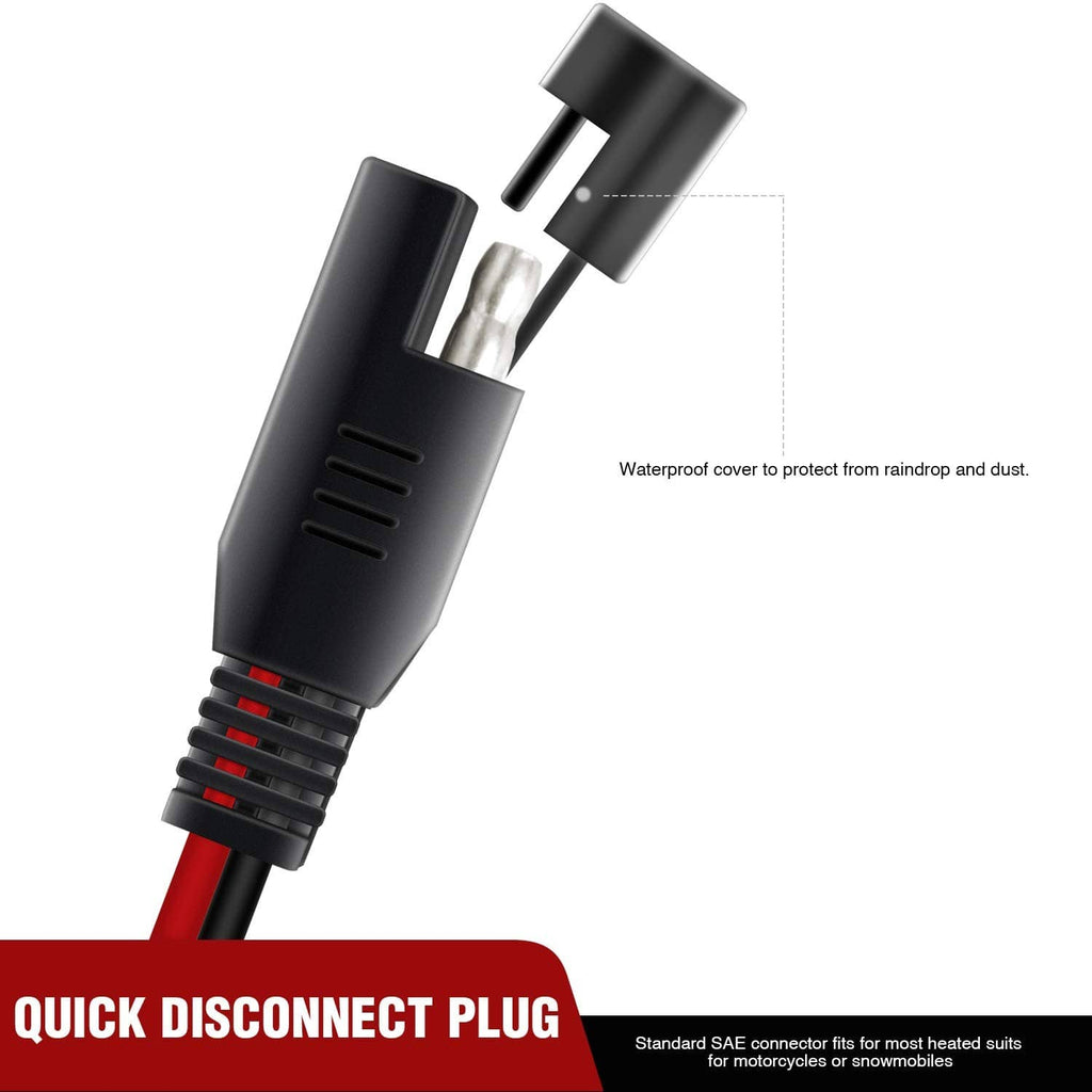 Black quick-disconnect SAE connector with red wire lead and protective cover