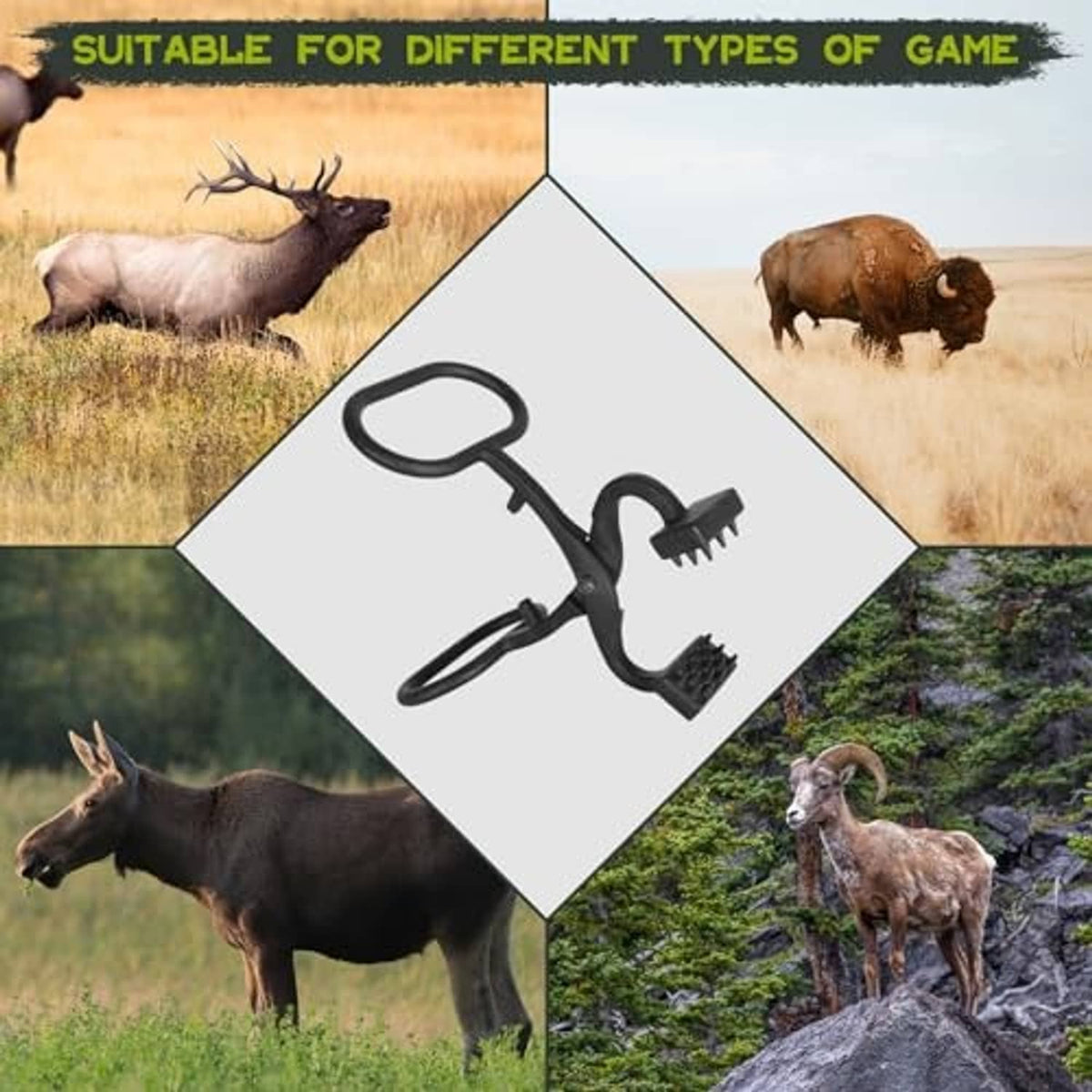 Claw hide puller tool centered with loop handles and serrated gripping teeth