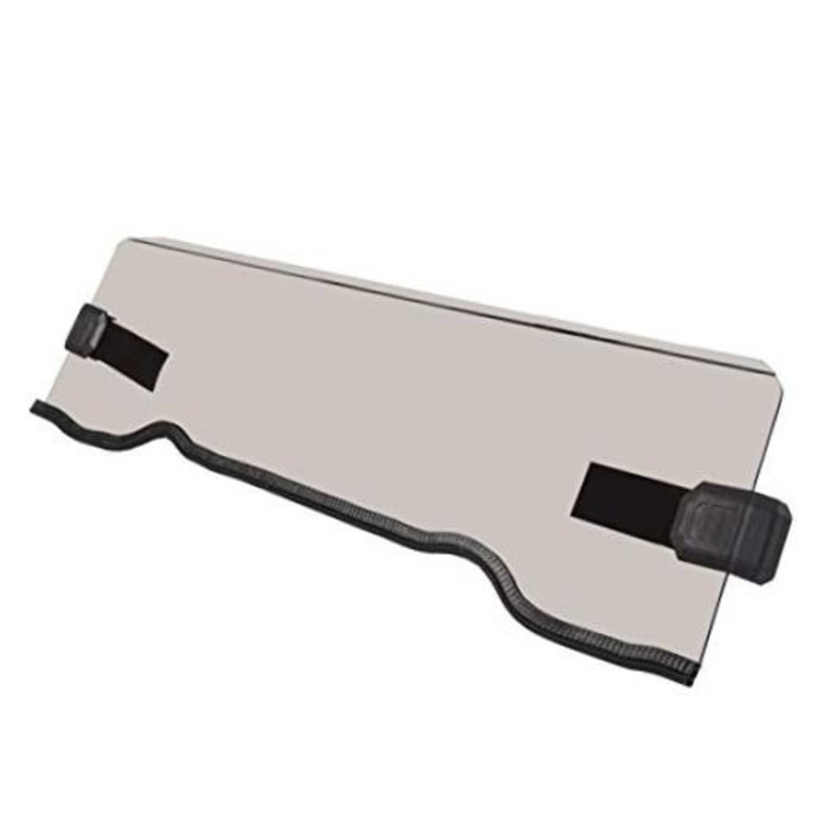 Tinted front half windshield, light tint panel with black mounting clips and seal
