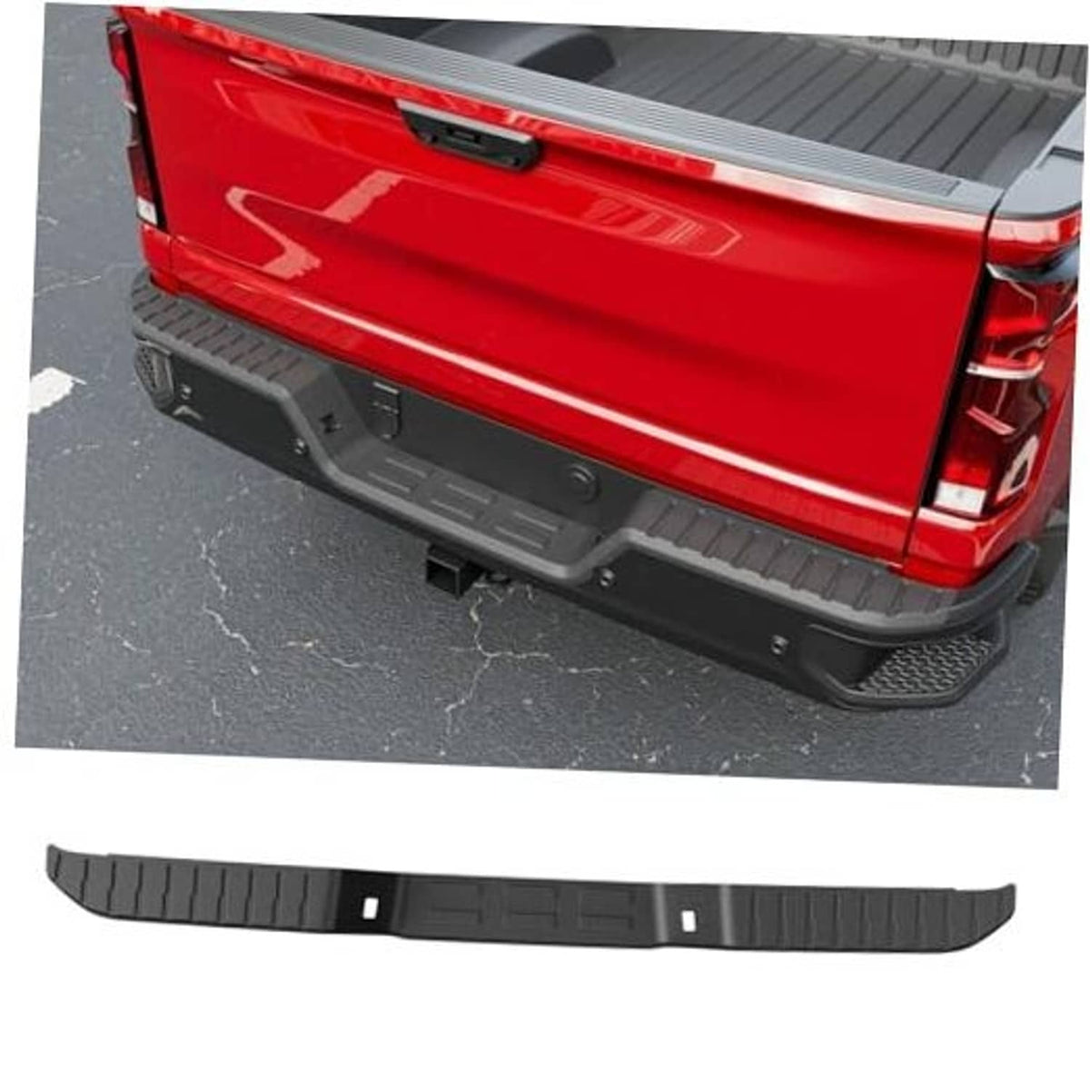 Rear bumper step pad, black textured protective strip for truck tailgate