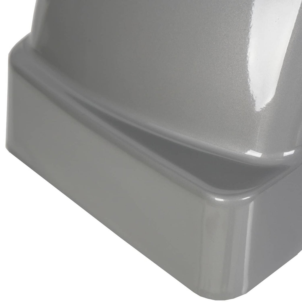 Gray plastic wheel fender base edge detail, smooth glossy surface