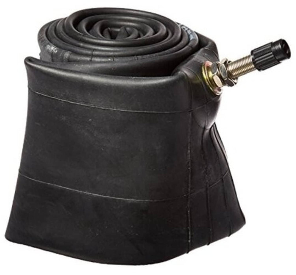 Black motorcycle inner tube with coiled rubber and valve stem connector