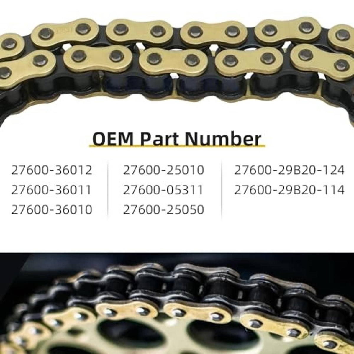 Gold 428H drive chain with connecting master links, roller chain for 50cc bikes