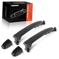Exterior sliding door handle set: two smooth black ABS handles with mounting caps