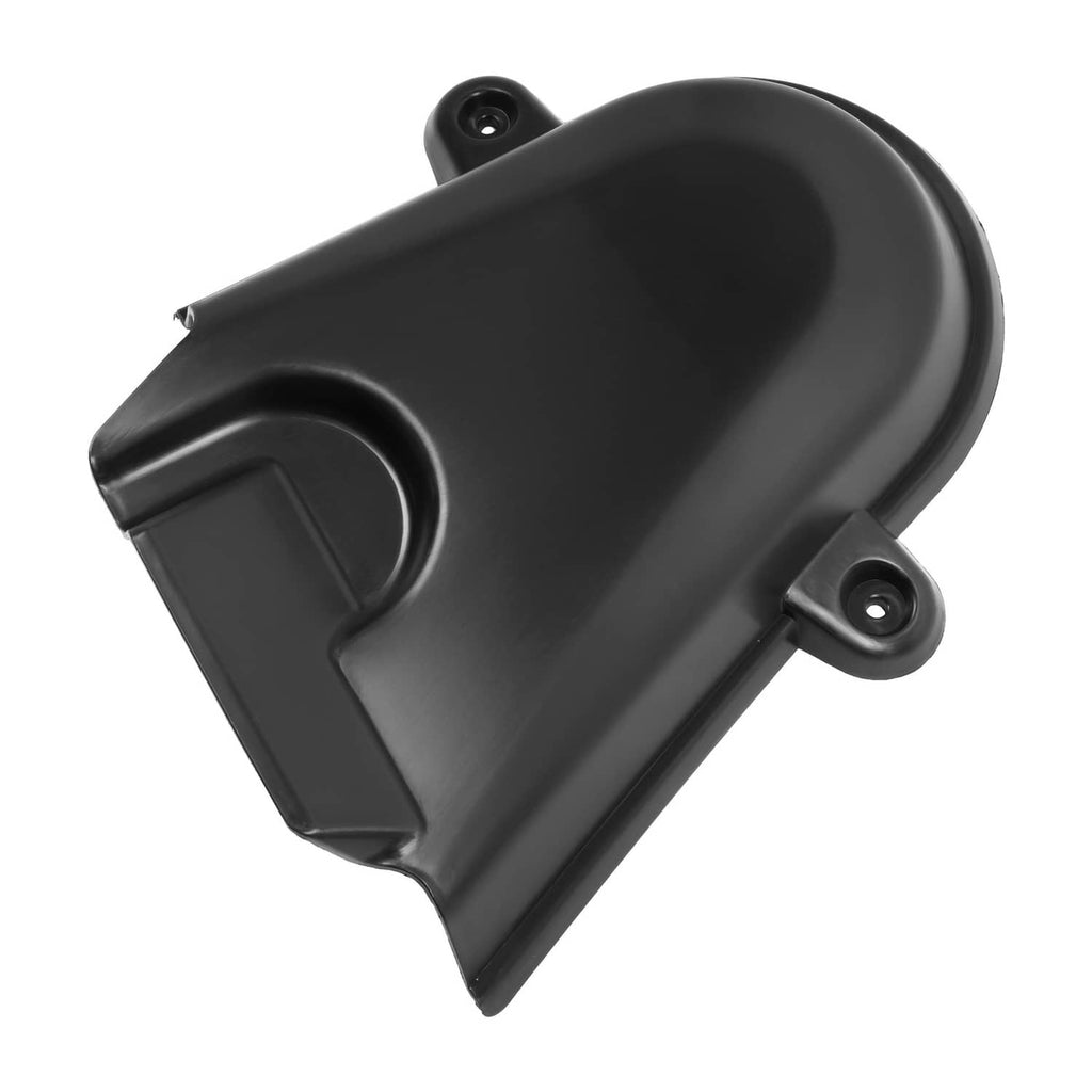 Left-side deck pulley cover, black molded plastic with side mounting tabs
