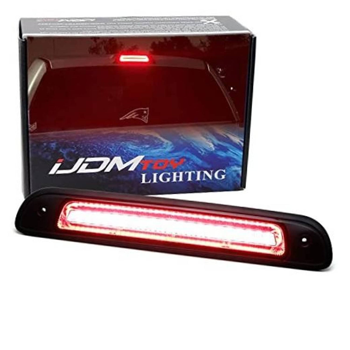 Red LED high mount third brake light with clear lens, race strobe/flash style