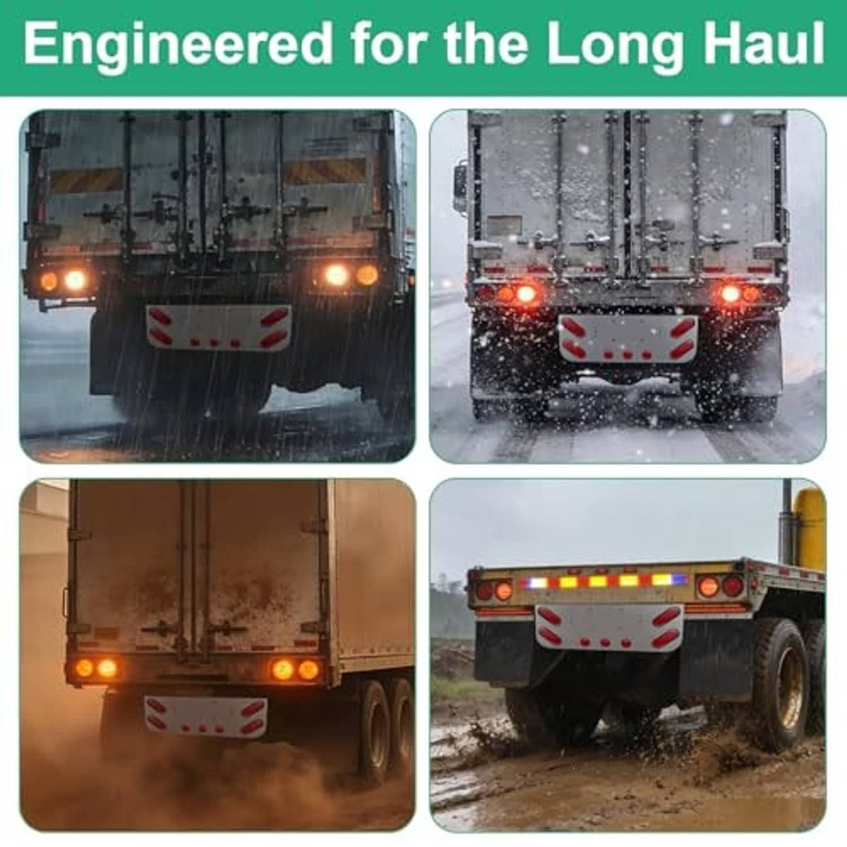 Truck rear with stainless steel rear light panel and oval cutouts in use