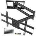 Corner TV wall mount with long black extension arms and mounting bracket