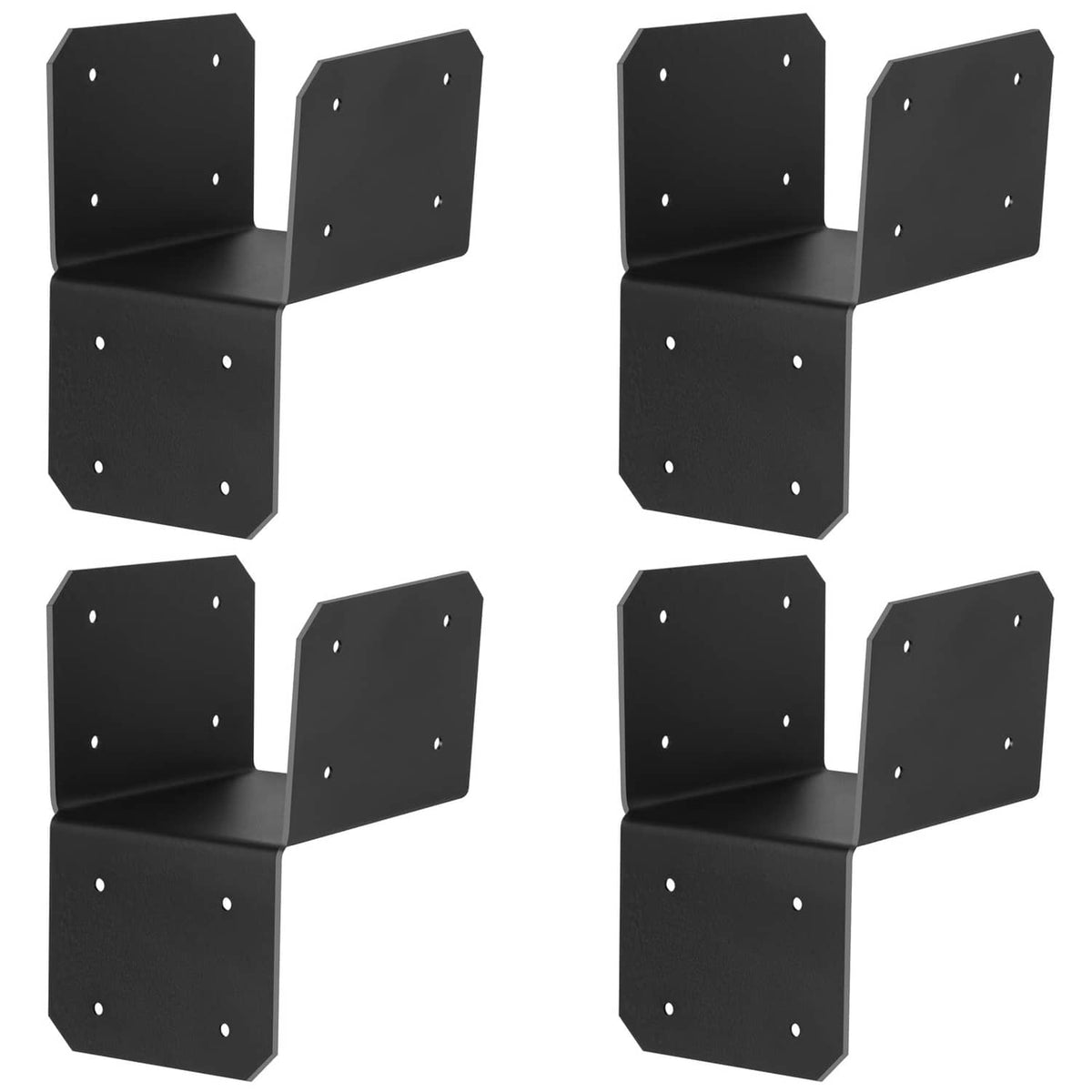 Black 4x4 joist anchor connector post caps, four-pack with screw holes