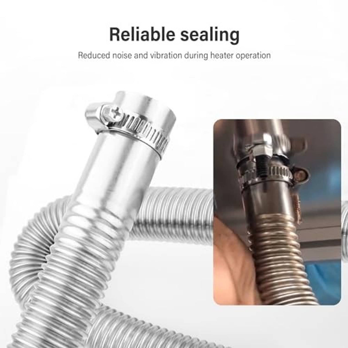 Flexible stainless steel exhaust tubing with clamp and connector section