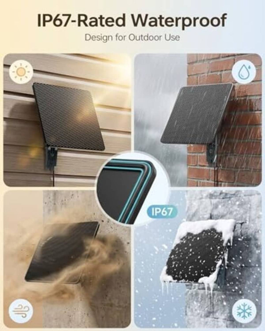 Outdoor flexible solar panel with IP67 water-resistant, rugged design