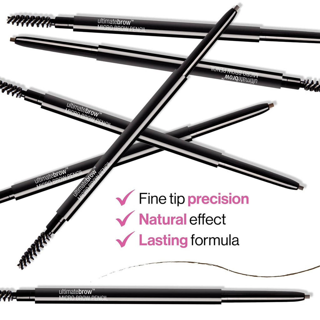 Eyebrow micro pencil with spoolie brush tips, Soft Brown shade