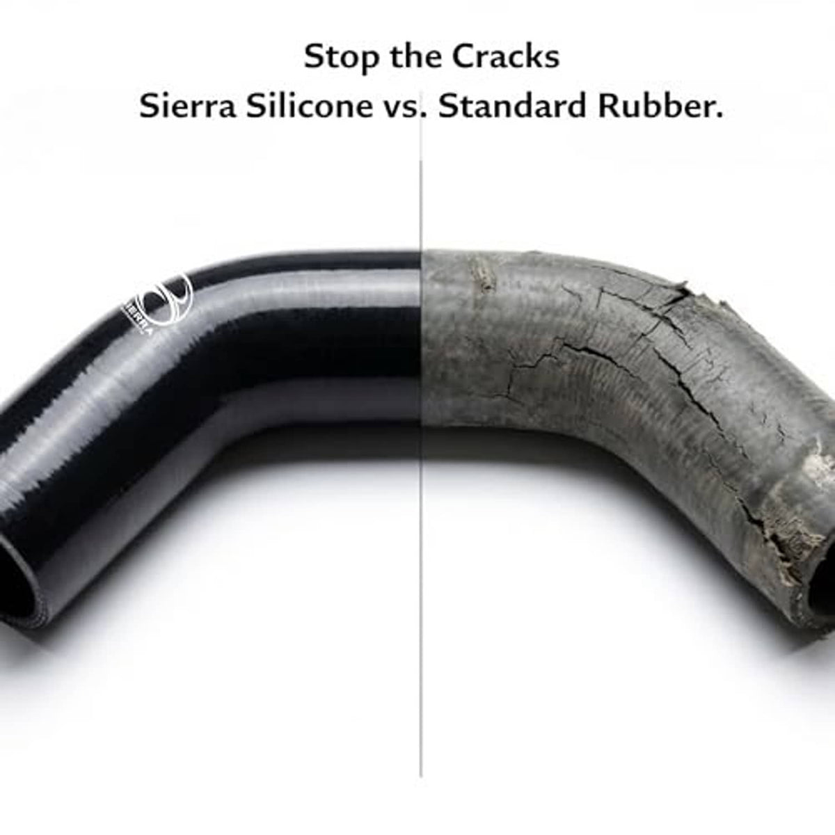 Black and gray silicone reducer coupler hoses shown side-by-side