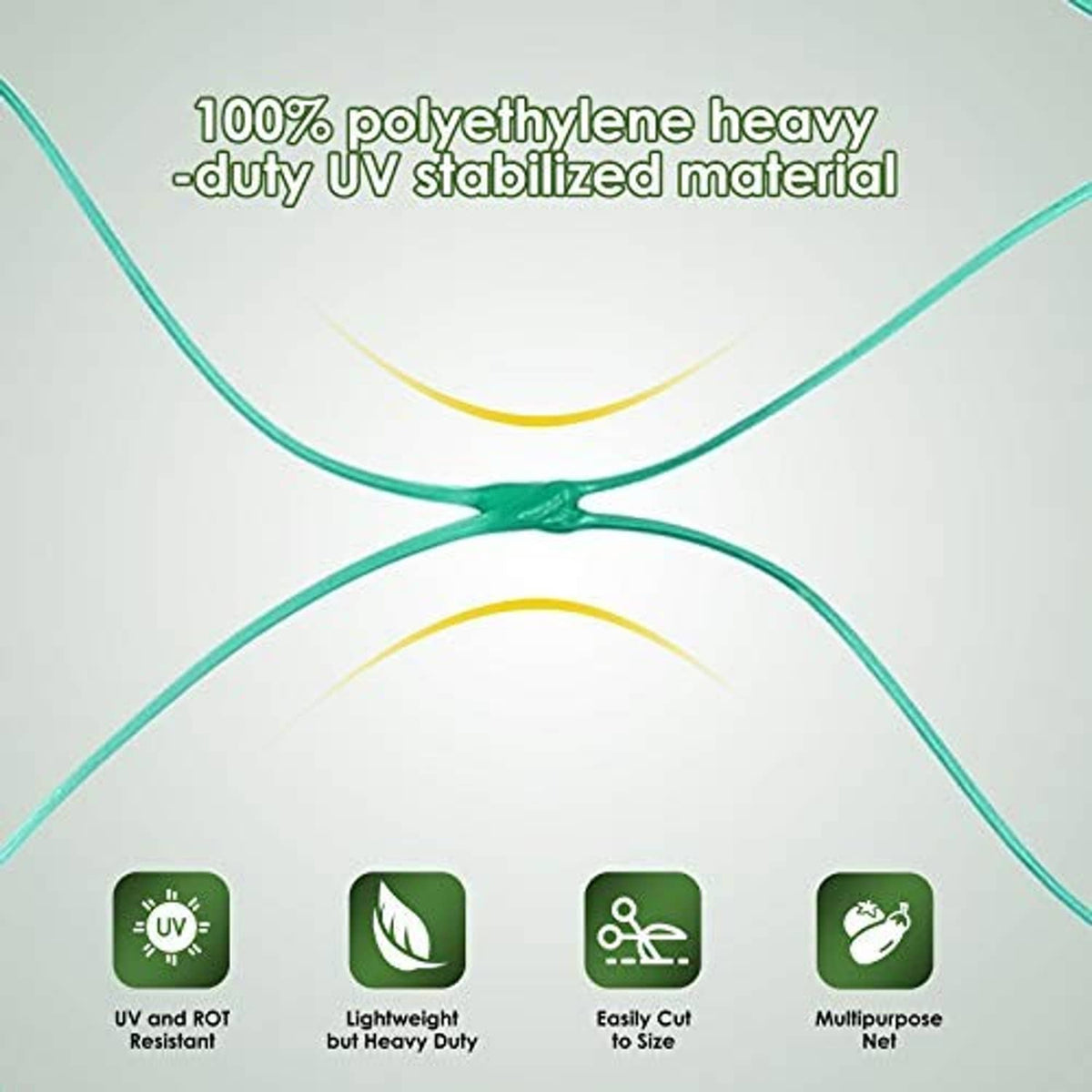 UV-stabilized polyethylene garden netting mesh with cut-to-size icons